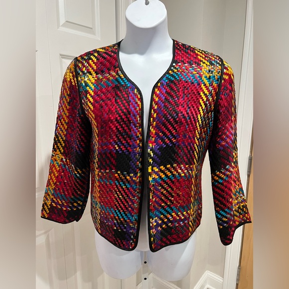 🛑SOLD! SOLD🛑Chico's Vibrant Plaid Woven Blazer - Picture 4 of 8